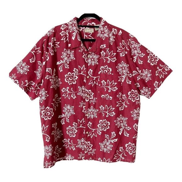 Natural Issues Men’s Short Sleeve Red Tropical Hawaiian Button Down Shirt - Picture 1 of 7